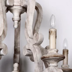 Whoselamp Farmhouse Antique Wooden Candle Chandelier, White -Ceiling Lighting Shop 34018cfc0b04cd02 4570 w800 h800 b0 p0