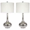 Abbyson Living Mercury Antiqued Glass Table Lamps, Set Of 2, Silver