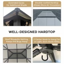 HIO 12 Ft. X 10 Ft. Outdoor Patio Gazebo With Double Roof And Netting -Ceiling Lighting Shop 3431db5a017614b7 8770 w800 h800 b1 p0