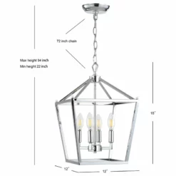 JONATHAN Y Pagoda 4-Bulb Lantern Metal LED Pendant, Chrome, 12" -Ceiling Lighting Shop 3441fb7403a5ce44 1343 w800 h800 b1 p0