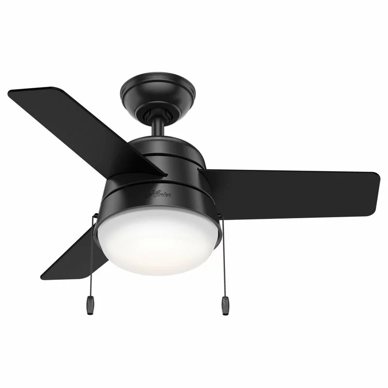 Hunter Fan Company 36" Aker Matte Black Ceiling Fan With Light 1 Hunter Fan Company 36" Aker Matte Black Ceiling Fan With Light