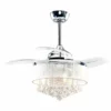 FLINT GARDEN INC 36 Inch Chrome Crystal Ceiling Fan With Remote, Retractable Blades