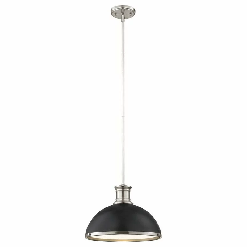 Destination Lighting Industrial Pendant Light Black And Satin Nickel 13.38-Inch Wide 2 Destination Lighting Industrial Pendant Light Black And Satin Nickel 13.38-Inch Wide - Image 2