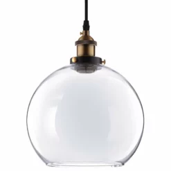 Yescom Vintage-Style Glass Ball Ceiling Lamp Pendant, Clear, 9.8"