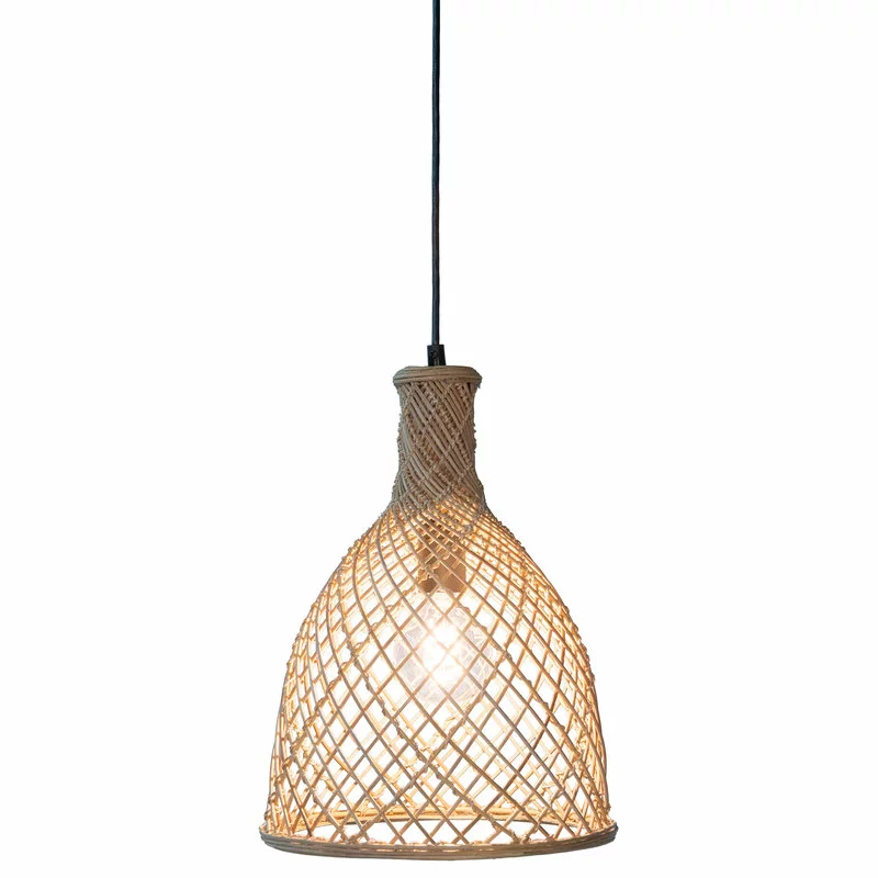 KOUBOO Bottle Cane Rib Open Weave Pendant Lamp, Natural 2 KOUBOO Bottle Cane Rib Open Weave Pendant Lamp, Natural - Image 2