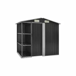 Vida XL International B.V. VidaXL Garden Shed With Rack Anthracite Iron Outdoor Storage Building House