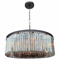 Lightupmyhome D'Angelo 12-Light Round Glass Crystal Chandelier, 3 Rows, Smoked G -Ceiling Lighting Shop 36e1519502e7f842 8591 w800 h800 b1 p0