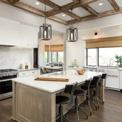 LNC Lighting LNC 1-Light Foyer Farmhouse Rustic Cage Wood Pendant Hanging Lantern Chandeliers -Ceiling Lighting Shop 37617b0402e74fa2 7471 w800 h800 b0 p0