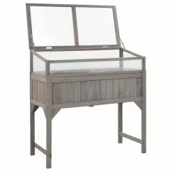 Vida XL International B.V. VidaXL Solid Fir Wood Raised Bed With Greenhouse 43.3"x21.3"x47.2" Flower Box -Ceiling Lighting Shop 3791ade10233fb84 8792 w800 h800 b1 p0