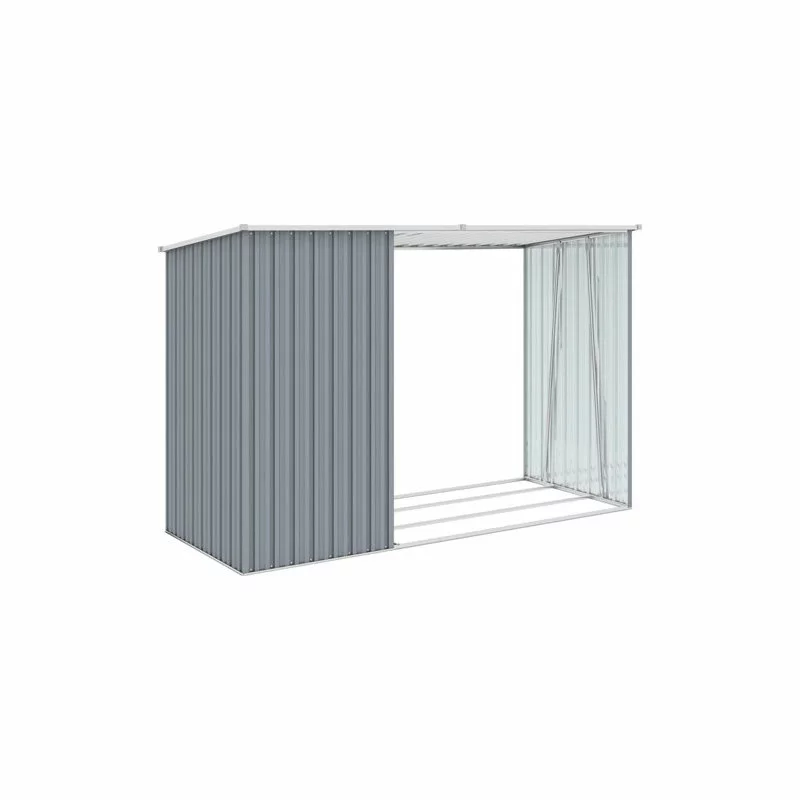Vida XL International B.V. VidaXL Garden Firewood Shed Gray Galvanized Steel Storage Building Tool House 4 Vida XL International B.V. VidaXL Garden Firewood Shed Gray Galvanized Steel Storage Building Tool House - Image 4