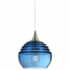 Bicycle Glass Co. Lucent Pendant No. 302a, Blue Glass Shade, Brushed Nickel Hardware