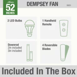 Hunter Fan Company 52" Dempsey Damp Matte Black Ceiling Fan With Light/Remote -Ceiling Lighting Shop 39318bf80f8fe1f1 6953 w800 h800 b0 p0