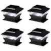 Glitzhome 5.75"L Solar Powered LED Fence Post Cap Light, Set Of 4, Black