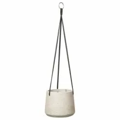 Serene Spaces Living Dark Gray Round Cement Hanging Planter, Medium