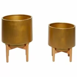 CosmoLiving By Cosmopolitan Metal Planters, 20", 16"H, 2-Piece Set, Gold, 15.85"lx15.85"wx20.1"h -Ceiling Lighting Shop 39d1470000523185 2053 w800 h800 b1 p0