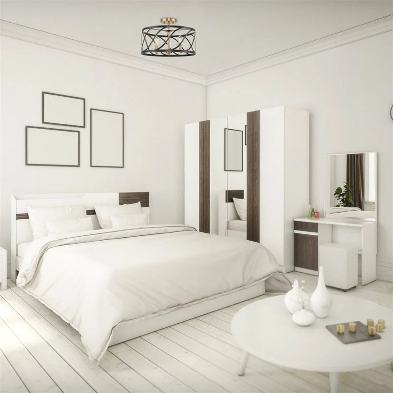 Kira Home Isabelle 16" Ceiling Light, Metal Drum Shade, Warm Brass Accents 3 Kira Home Isabelle 16" Ceiling Light, Metal Drum Shade, Warm Brass Accents - Image 3