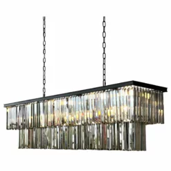 LightUpMyHome Rectangular Smoked Crystal Fringe Chandelier, 60"