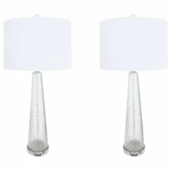 CREATIVE CO-OP Transparent Bubble Glass Table Lamp With Glass Base, Set Of 2, Clear