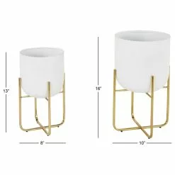 Brimfield & May Contemporary Style Large Round Metallic Metal Planters In Stands, Set Of 2 -Ceiling Lighting Shop 3b910a1203bdcf2b 7864 w800 h800 b1 p0