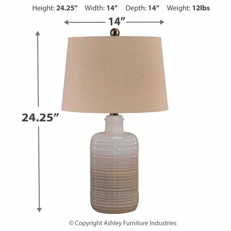 Ashley Furniture Industries Marnina Taupe 24" Ceramic Table Lamp Set Of 2 5 Ashley Furniture Industries Marnina Taupe 24" Ceramic Table Lamp Set Of 2 - Image 5