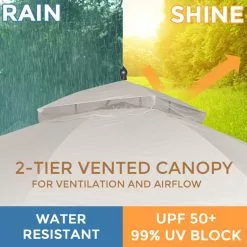 HIO 10 Ft. X 12 Ft. Beige Soft Top Steel/Metal Outdoor Patio Gazebo -Ceiling Lighting Shop 3ef1026301761311 8356 w800 h800 b0 p0