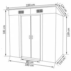 Vida XL International B.V. VidaXL Garden Shed Metal Gray 74.8"x48.8"x71.3" Garage Tool Storage House -Ceiling Lighting Shop 3f21c99a0ea1549c 1689 w800 h800 b1 p0