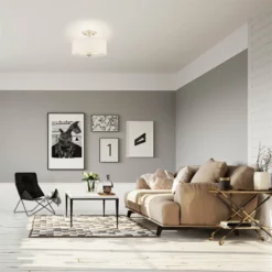 Kira Home Addison 13" Ceiling Light, Off-White Fabric Drum Shade, Brushed Nickel -Ceiling Lighting Shop 3f81924a0ebc7c2e 8697 w800 h800 b0 p0