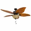 Honeywell Ceiling Fans Honeywell Sabal Palm Bronze Ceiling Fan With Light, Carved Wood Blades, Bronze