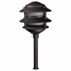 Best Pro Lighting 3 Tier Pagoda, Low Voltage Landscape Light, Black, Halogen