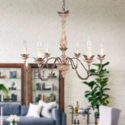 Oaks Aura French Traditional Elegant Wood And Iron Chandelier, 6-Light -Ceiling Lighting Shop 4041422b0d8841f8 9046 w800 h800 b0 p0