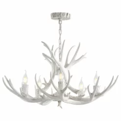 JONATHAN Y Eldora 30" Adjustable Resin Antler 5-Light Led Chandelier, White -Ceiling Lighting Shop 40812ed00387c2cd 4124 w800 h800 b1 p0