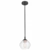 Globe Electric Harrow 1-Light Matte Black Pendant, Clear Glass Shade