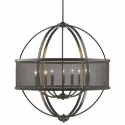 Golden Lighting Colson 9-Light Chandelier With Shade, Etruscan Bronze