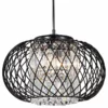 Edvivi Lighting 3-Light Antique Black Round Drum Crystal Pendant Chandelier Glam