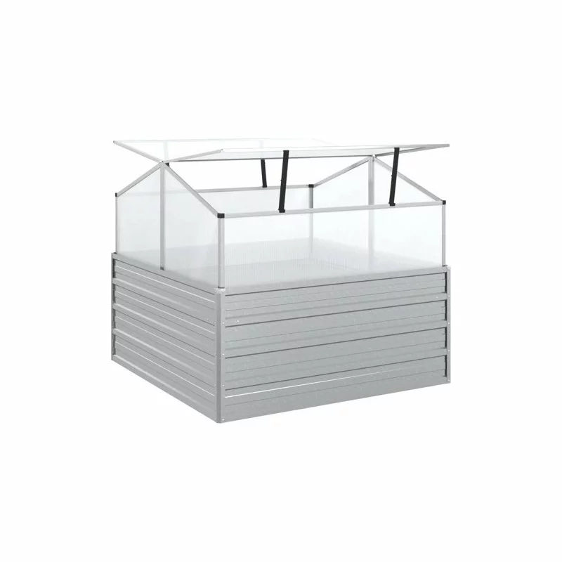 Vida XL International B.V. VidaXL Garden Raised Bed With Greenhouse Silver Outdoor Planter Flower Box 6 Vida XL International B.V. VidaXL Garden Raised Bed With Greenhouse Silver Outdoor Planter Flower Box - Image 6