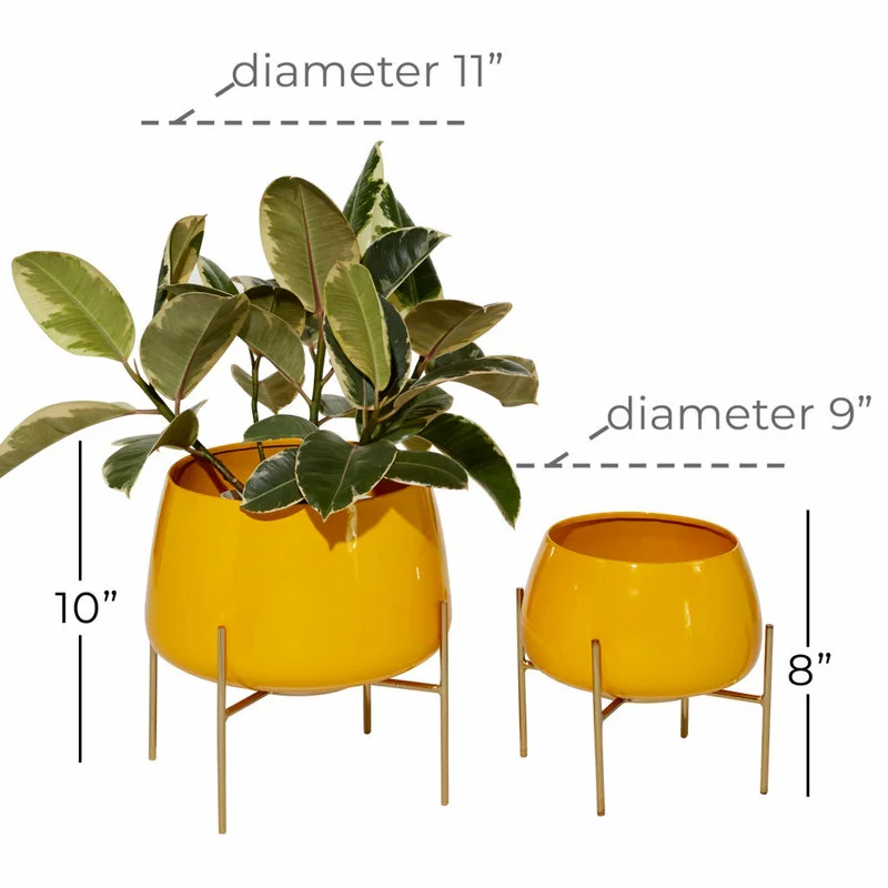 Brimfield & May Modern Yellow Metal Planter 51974 9 Brimfield & May Modern Yellow Metal Planter 51974 - Image 9