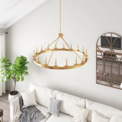 Aiwen 18-Light Wagon Wheel Chandelier Industrial Candle Pendant Lights, Gold -Ceiling Lighting Shop 41c1aa490291c1cd 0406 w800 h800 b0 p0