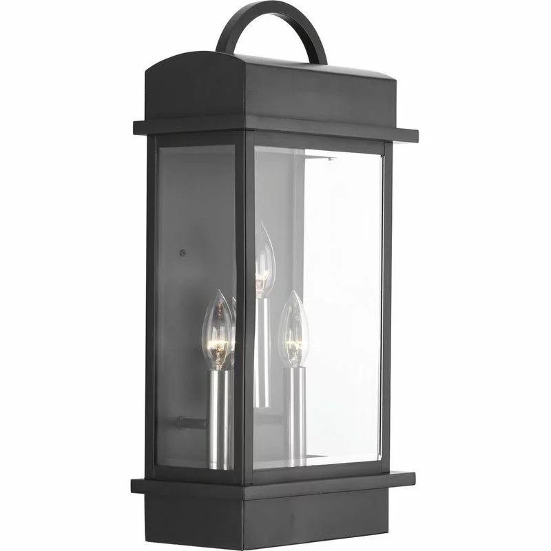 Progress Lighting Santee 3-Light Large Wall Lantern, Black 3 Progress Lighting Santee 3-Light Large Wall Lantern, Black - Image 3