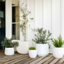 LuxenHome Round White Finish Planter, Small -Ceiling Lighting Shop 42d12167026c6dd3 0805 w800 h800 b0 p0