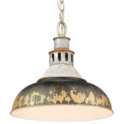 Golden Lighting Kinsley Large Pendant, Aged Galvanized Steel With Antique Black Iron Shade -Ceiling Lighting Shop 4311b48101730deb 5126 w800 h800 b1 p0
