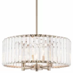 Kira Home Delilah 16" Crystal Drum Chandelier, Beveled Glass Panels