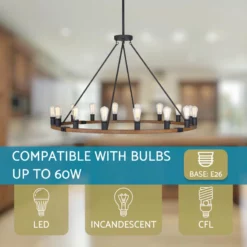 Kira Home Jericho 48" Rustic Farmhouse Wagon Wheel Chandelier, Round Kitchen -Ceiling Lighting Shop 4461ea3e00d3ad1a 8462 w800 h800 b0 p0