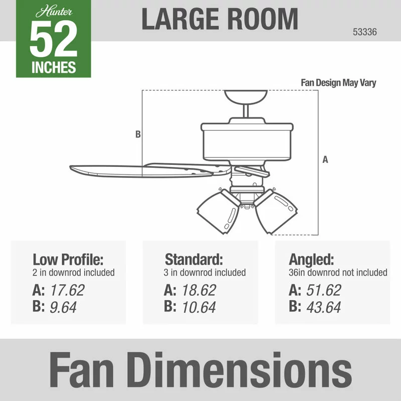Hunter Fan Company 52" Donegan With 3 Lights Onyx Bengal Ceiling Fan With Light 6 Hunter Fan Company 52" Donegan With 3 Lights Onyx Bengal Ceiling Fan With Light - Image 6