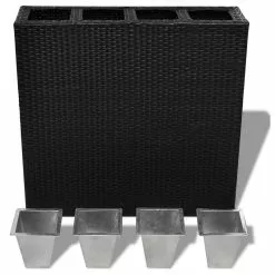 Vida XL International B.V. VidaXL Garden Raised Bed With 4 Pots Poly Rattan Black Lawn Flower Container -Ceiling Lighting Shop 4581eeb70a37b449 4877 w800 h800 b1 p0