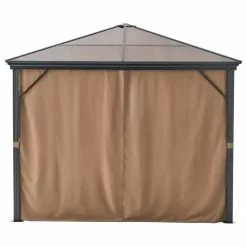 GDFStudio GDF Studio Bali Outdoor 10'x10' Aluminum Framed Gazebo With Curtains, Brown/Blac -Ceiling Lighting Shop 46218c6002382cb8 8222 w800 h800 b1 p0