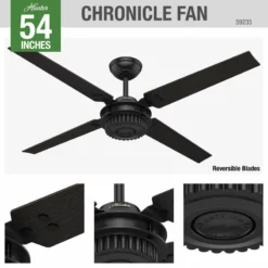 Hunter Fan Company 54" Chronicle Matte Black Ceiling Fan With Wall Control -Ceiling Lighting Shop 46a1ac180f8fd2bc 7522 w800 h800 b0 p0