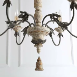 LALUZ 6-Light Shabby-Chic French Country Wooden Chandeliers Retro-white Wooden -Ceiling Lighting Shop 484156d00d43bb99 1686 w800 h800 b0 p0