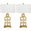 Safavieh Greek Key Table Lamp (Set Of 2) - White Shade, Antique Gold Base