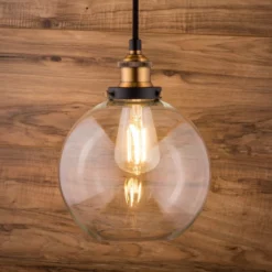 Linea Di Liara Primo Pendant With Clear Glass Shade, LED Bulb, Antique Brass -Ceiling Lighting Shop 4931e6010a0c92bd 4582 w800 h800 b0 p0