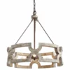 LALUZ 3-Light Farmhouse Drum Distressed Wood Chandelier,Bronze